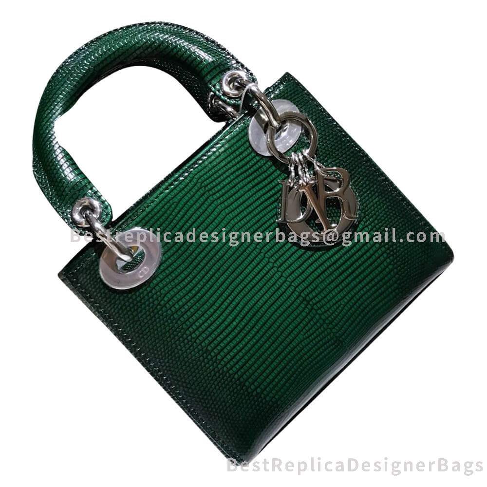 Dior Mini Lady Dior Lizard Bag Green SHW
